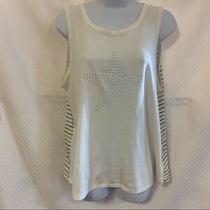 Billabong White Crop Tank with Perforation star on front